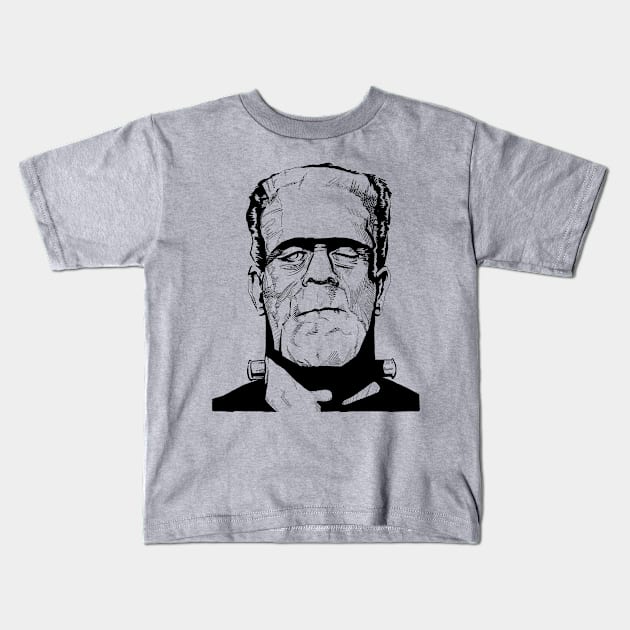 Frankenstein Monster Kids T-Shirt by nonpertinente